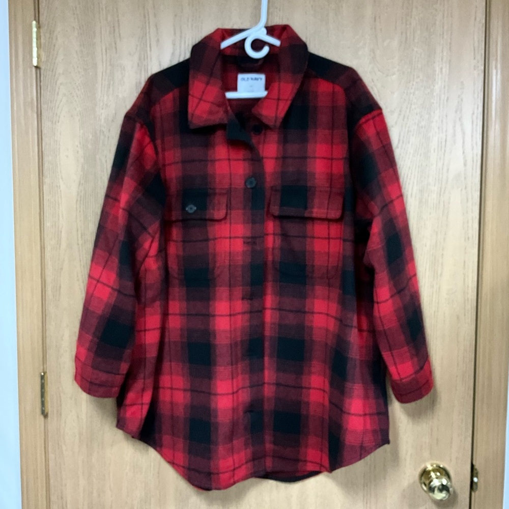 Old Navy Red and Black Plaid Shirt